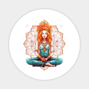 Yoga Girl And Mandala #1 Magnet